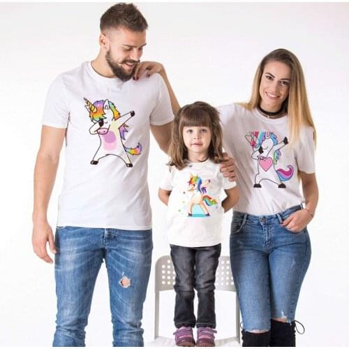 Matching family clothing mother child baby unicorn shirt T-shirt family christmas clothes mother and kids clothes unicorn