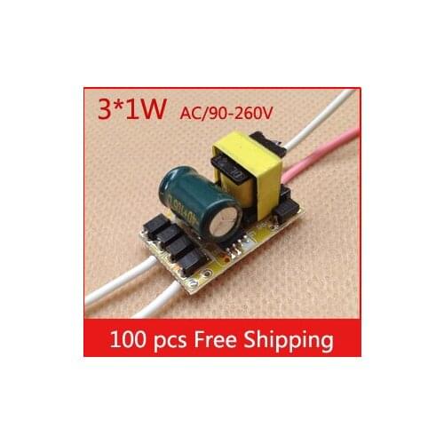 Wholesale 20pcs/lot 3X1W 3w 3*1w E27 bulb lamp power supply built-in constant current LED driver for LED DIY + Free shipping