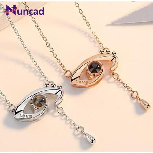 2019 Devils Eye Necklace 100 Languages I Love You S925 Sterling Clavicle Chain Engrave Photo Name Pendant Necklace