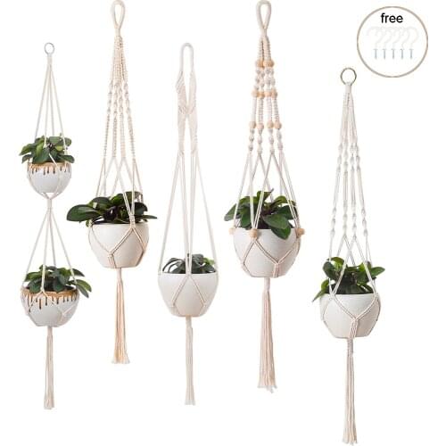 Handmade Hanging Baskets Flowerpot Plant Holder Macrame Plant Hanger Indoor Wall Hanging Planter Plant Holder Basket Home Decor