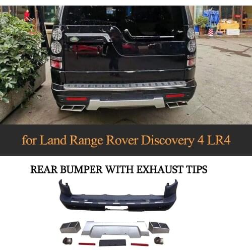 PP Black Car Rear Bumper Diffuser Lip Spoiler for Land Rover Discovery 4 2016 Auto Car Rear Bumper Spoiler with Exhaust Tips