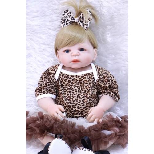 Lifelike baby new born girl full silicone dolls reborn 22"NPK brand reborn babies dolls gift Leopard skirt bebe alive bonecas