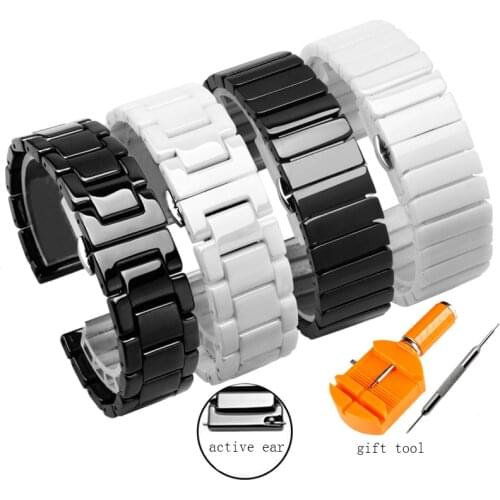 Yopo Pearl Ceramic watchband 14 15 16 17 18 19 20 21 22mm black white bracelet for mens and womens watch chains Quick release