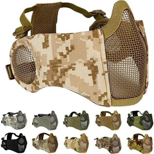 Tactical Mesh Mask with Ear Protection for Airsoft Paintball Military Army Cs Game Half Face Masks