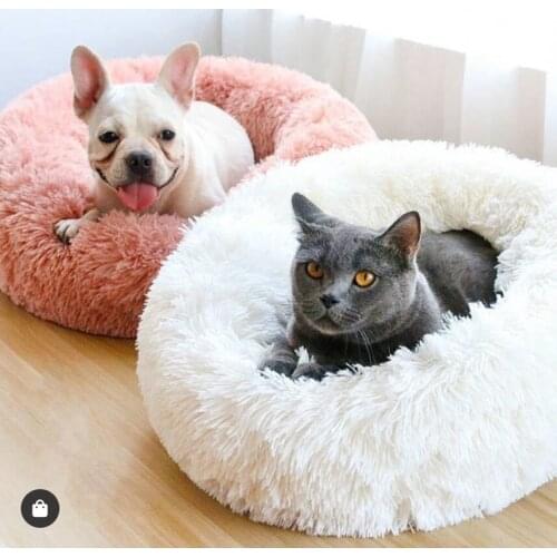 Thickened pv velvet round pet dog cat beds pad deep sleep plush dog mat cat nest kennel environmentally friendly dog accessories