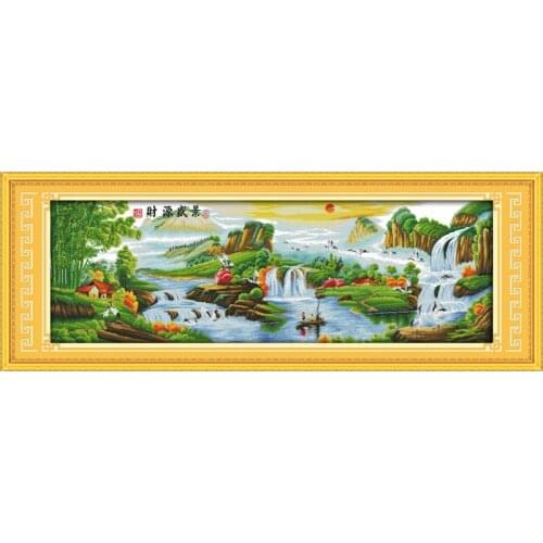 Magnificent finances landscape cross stitch kit 14ct 11ct count printed canvas stitching embroidery DIY handmade needlework