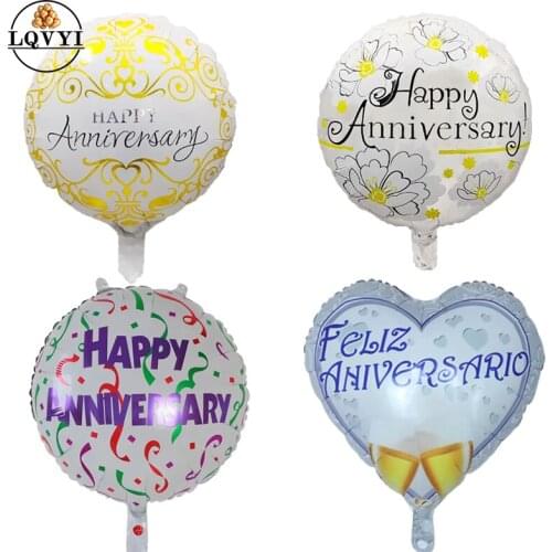 10pcs Happy Anniversary Foil Balloons Wedding Anniversary LOVE Theme Birthday Air inflatable globos Memorial day Party supplies