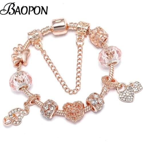 High Quality Heart To Heart Pendant Bracelet & Bangle With Silver Plated Dog Paw Beads Charm Bracelet For Women Jewelry Pulseras