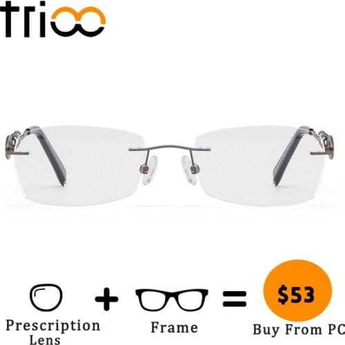 TRIOO Rose Women Glasses Pink Transparent Eyewear Rimless Prescription Eye glasses for women High Quality Myopia Spectacles