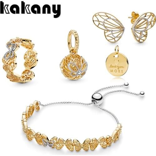 Kakany New High-quality Shine Openwork Butterflies Earrings Pendant Original Standard 1: 1s925 Sterling Silver Fashion Jewelry