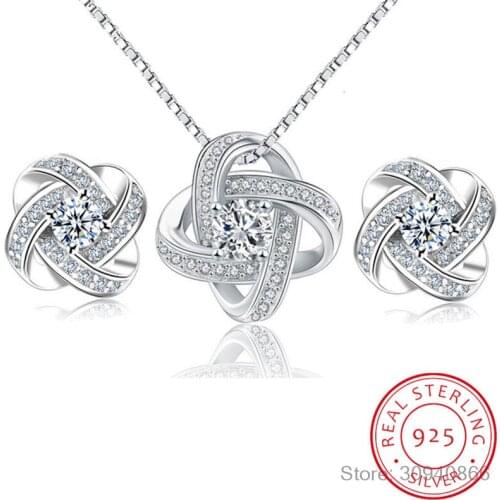 LEKANI 2020 New Wedding Bridal Jewelry Sets 925 Sterling Silver Zirconia Earrings Choker Necklaces for Women Statement Jewelry