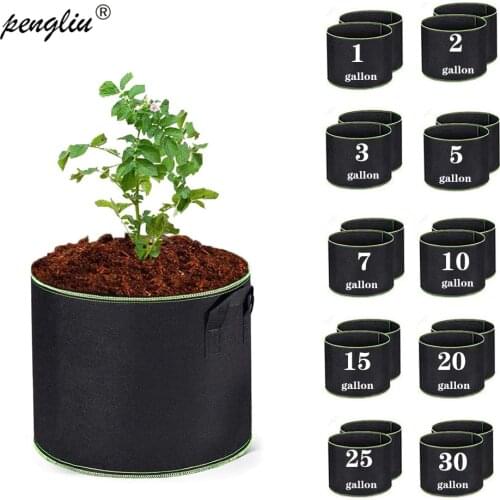 10 Sizes Gallon Grow Bag Black Thickening Fabric Nursery Pot Plant Pouch Root Container Flower Planter DIY Potato Gardening
