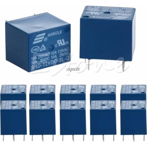 10 PCS High Quality 5 Pins RELAY DC 12V Coil Power Relay PCB New Drop ship