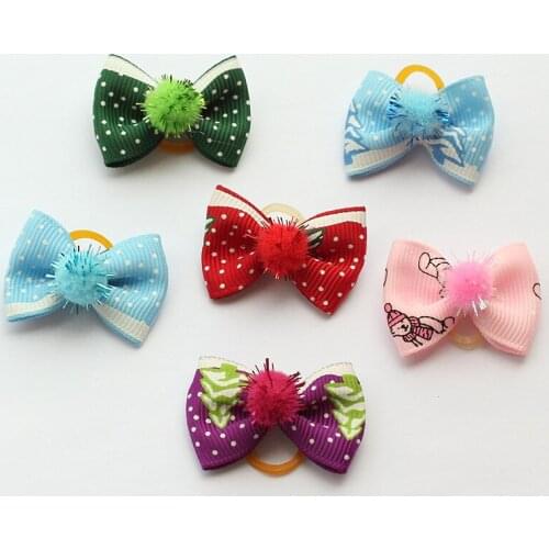 100 Pcs/ Armi store Handmade White Dot Ribbon Christmas Dogs Bow Festival Bows For Dogs 6025034 Pet Hair Jewelry Wholesale