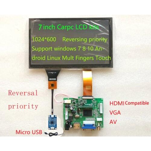 7inch Carpc DIY Kit HDMI 1024*600 High Resolution HSD070IFW1 Reversing Priority Mult Touch Support Raspberry Pi Android