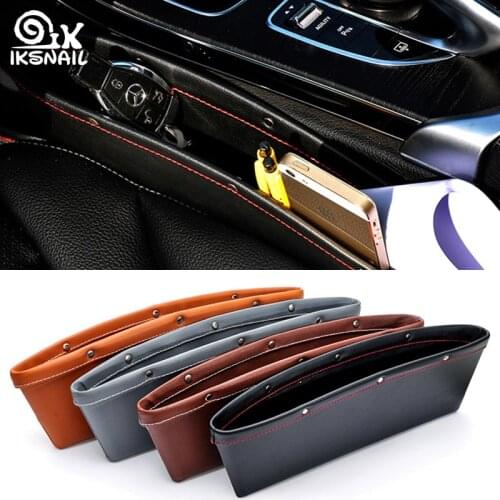 IKSNAIL Car Slit Box Organizer PU Leather Car Seat Crevice Gap Storage Pocket Slot Storage Cup Holder Auto Interior Accessories