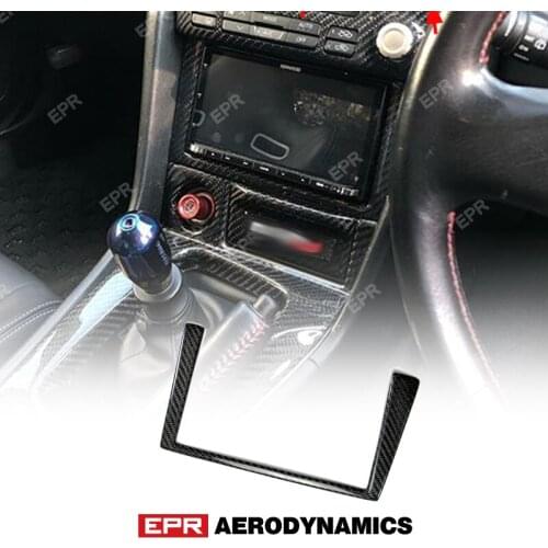 Car Styling For Nissan R34 GTR Carbon Fiber Radio Surround Stick on Type (RHD) In Stock