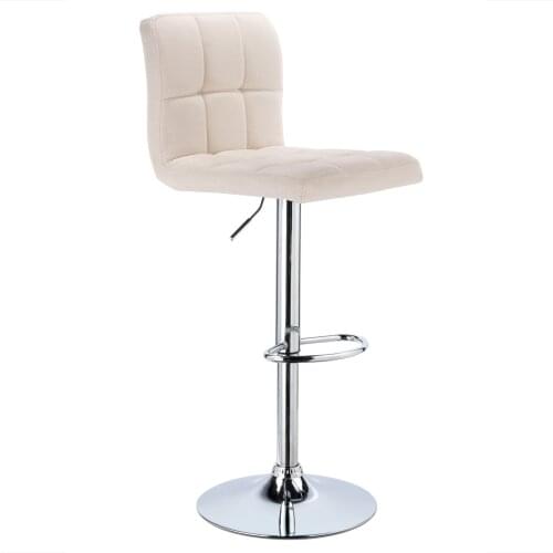 1PC Bar Stools Linen Height Adjustable Seat Chrome Steel Padded Seat Bar Chair High Stools Kitchen Pub Chair Living Room