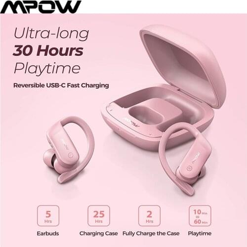 Mpow TWS Wireless Earbuds Sport Bluteooth 5.0 Earphones with Bass Plus Sound IPX7 Waterproof Touch Control Ear Hook Earphone