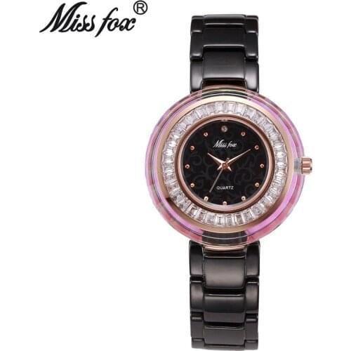 Miss Fox Brand Top Fashion luxury Super Cool Watch Wome Crystal Watches Resistant Ceramic Quartz Watch relojes mujer