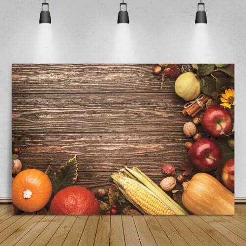 Laeacco Old Wooden Boards Backgrounds Food Vegetable Kitchen Autumn Fruit Pattern Child Newborn Portrait Photographic Backdrop