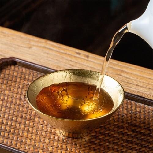 Ceramic Gold Glaze Kung Fu Master Cup Creative Porcelain Small Tea Bowl Simple Handmade Office Teacups Water Mug Drinkware