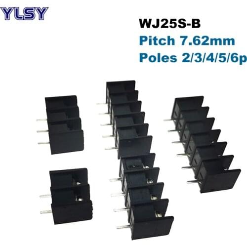 5Pcs Pitch 7.62mm Barrier Screw PCB Terminal Block 25S-B Straight 2/3/4/5/6Pin Morsettiera Wire Cable Connector Bornier 14AWG