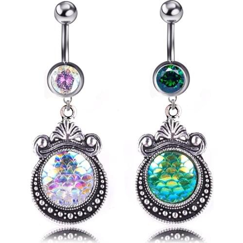 Blue Pendant Crystal Belly Button Rings Stainless Steel Anchor Tassel Sexy Lady Body Piercings Navel Piercing Accessory