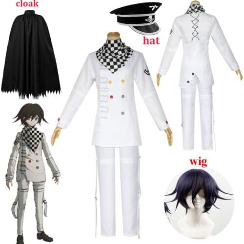 Anime Danganronpa V3 Ouma kokichi Cosplay Costume Japanese Game School Uniform Suit Outfit Clothes Wig hat Halloween Carnival
