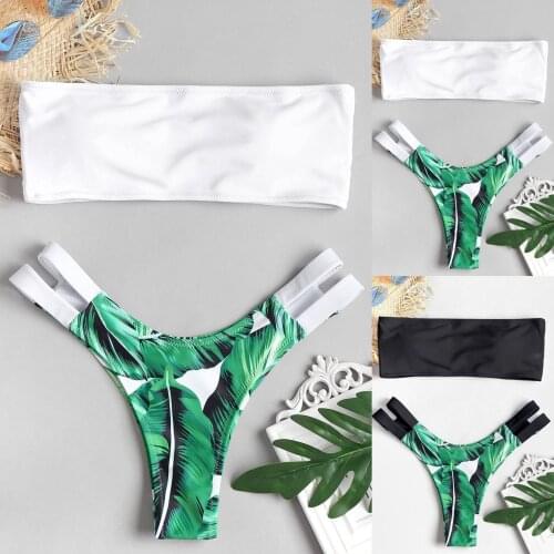 Suit sexy swimsuit European womens swimsuit womens sexy bra plant printed Bikini Swimsuit 2021Cailín Swimsuit