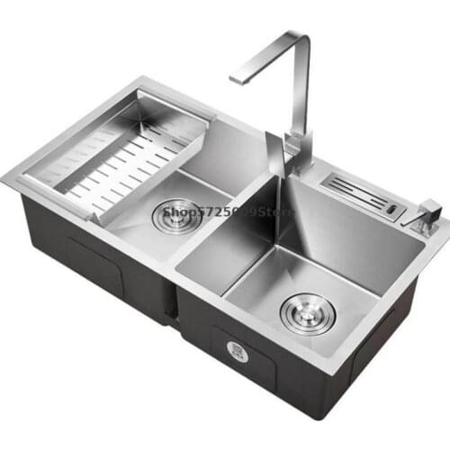 Kitchen Sink Double Sink Household Manual Vegetable Sink 304 Stainless Steel Sink Thickened Dish Sink