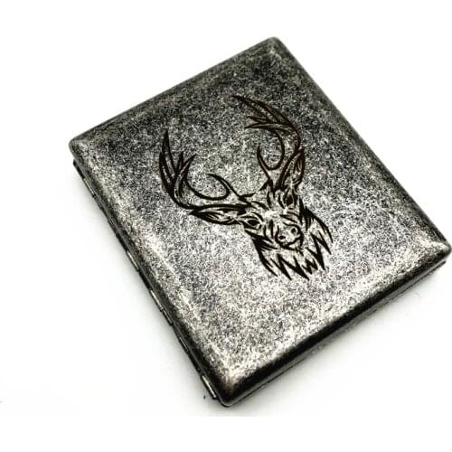 Brass Cigarette Case Old Silver Color Cigarette Box Smoking Holders Gifts With Gift Boxes Buck Eagle Wolf Lady Lion