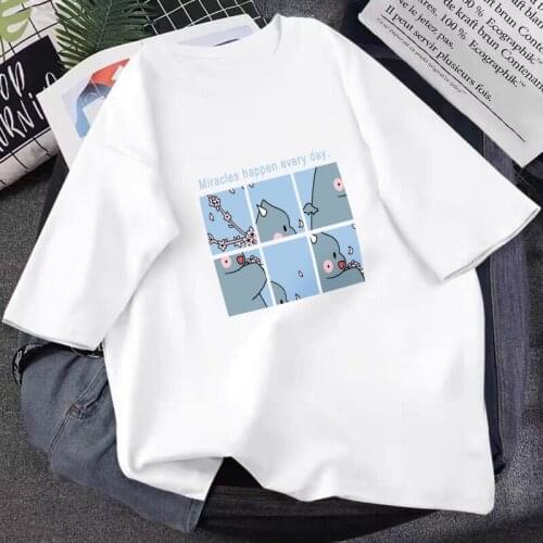 Summer New Style Half Sleeve Loose Print Casual Simple All-match Harajuku T-shirt Womens T-shirt Top O-neck Cartoon 2021 Shirt