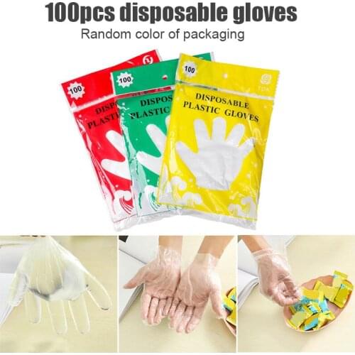 HOT 100PCS Disposable Plastic Vinyl Clear Medium Gloves Allergy Latex And Powder Free Great For Home Kitchen Restaurant