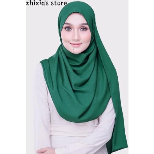 Malaysian high-end silk handkerchief silk bag towel Hot-selling headscarf Plain Color Head Shawl For Islamic Women Wrap 180*70cm