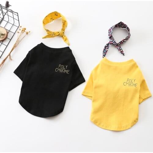 Pet Dog Fashion Autumn Comfortable Cotton Clothes Small Dog Letter Print T-Shirt with Tie DC7101