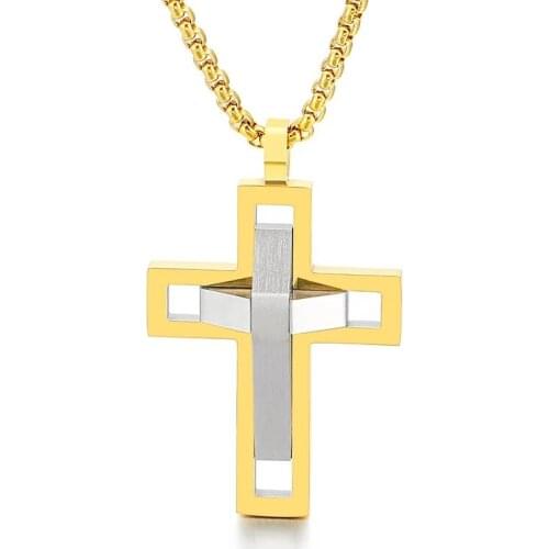 Fashion Domineering Trendy Man Cross Personality Stainless Steel Pendant