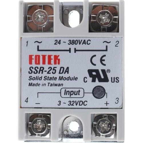 Solid State Relay Module SSR-25DA 25A 250V 3-32V DC Input 24-380VAC Output single phase