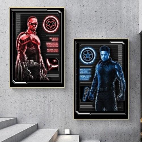 Marvel Superhero Series Movie Canvas Painting The Falcon and The Winter Soldier Poster and Print Wall Art Picture for Home Decor