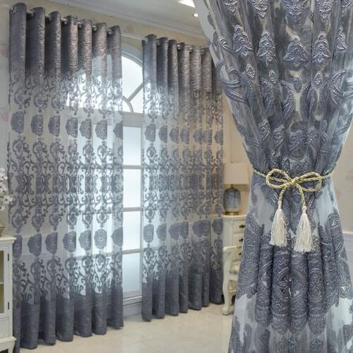 Low Cost European Curtains for Living Room Hollow Pattern Luxury Style Custom Atmospheric Finished Product Dining Bedroom