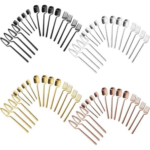 New 16Pcs/Set Cutlery Set Knives Dessert Forks Spoons Dinnerware Set Home Kitchen Stainless Steel Tableware Set