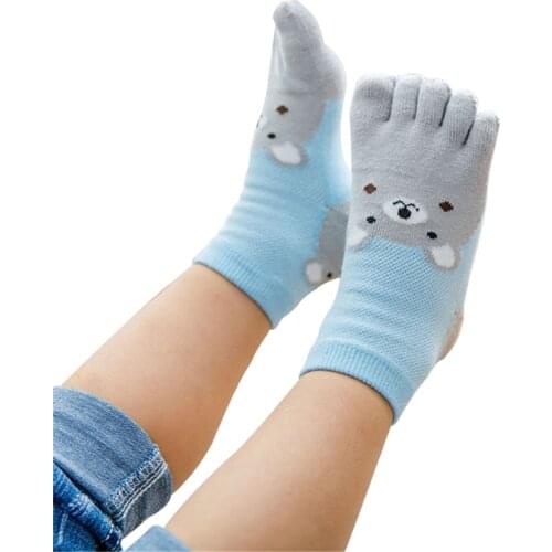 New Design Cute Cartoon Bear Five Toes Socks Kids Socks Girl Boy Children Hosiery Five Fingers Socks Mesh Breathable Foot Socks