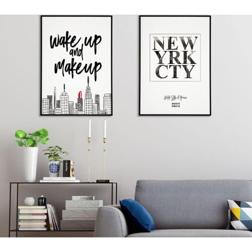 New York City Poster Wake Up Canvas Painting Make UP Wall Art Print Quote Modern Picture For Living Room On The Wall Home Decor