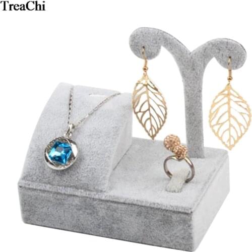 Ice Fleece Small Three-piece Jewelry Display Props Jewelry Necklace Jewelry Display Board Rack Jewelry Organizer Ring Holder
