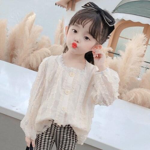 Girls' shirts Korean clothes 2021 new girls' spring and autumn Shirts fashionable 3-year-old childrens autumn clothes top