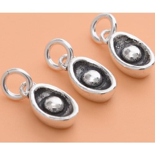 S925 sterling silver Thai silver three-dimensional small ingot pendant handmade DIY bracelet ring pendant jewelry pendant access