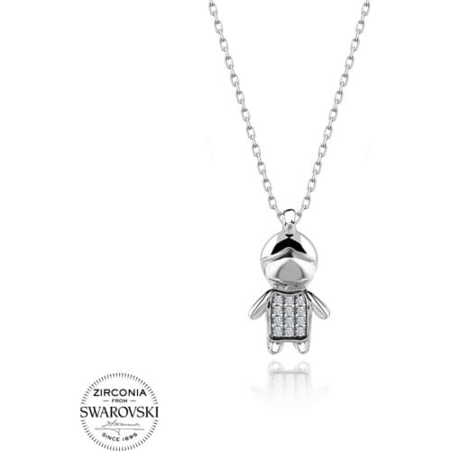 Silver 925 Sterling Swarovski Zirconia Cubic Zirconia Men 'S Boy Necklace
