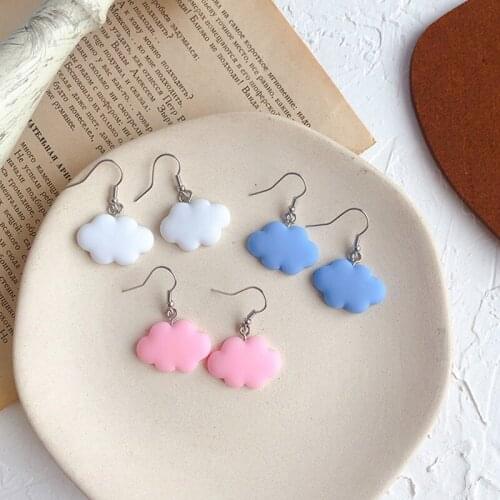 Cute White Cloud Earrings Korean Personality Delicate Cloud Earrings Women Girls Valentines Day Ear Jewelry Gift