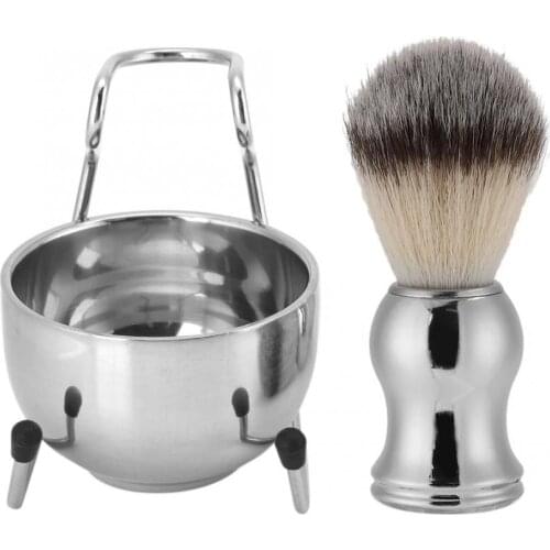 Stainless Steel Shaving Brush Beard Brush Holder Stand Soap Bowl Shaving