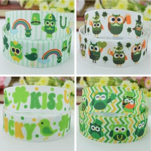 SUPWRF 16 22mm 38 50 75mm St. Patricks Day Printed grosgrain ribbon hair bow DIY hair accessories decoration 50 Yards B0929